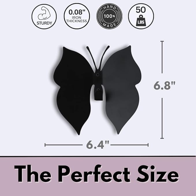 Butterfly 3D Black Butterfly Wall Hooks: Girl’s Bedroom 2 Hangers