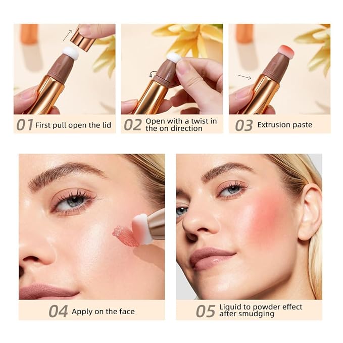 2 in 1 Multifunctional Makeup Pen, Contour Blush Highlighter, Pearl Fine Shine, Matte Natural Brighten Face Makeup (2, 1)