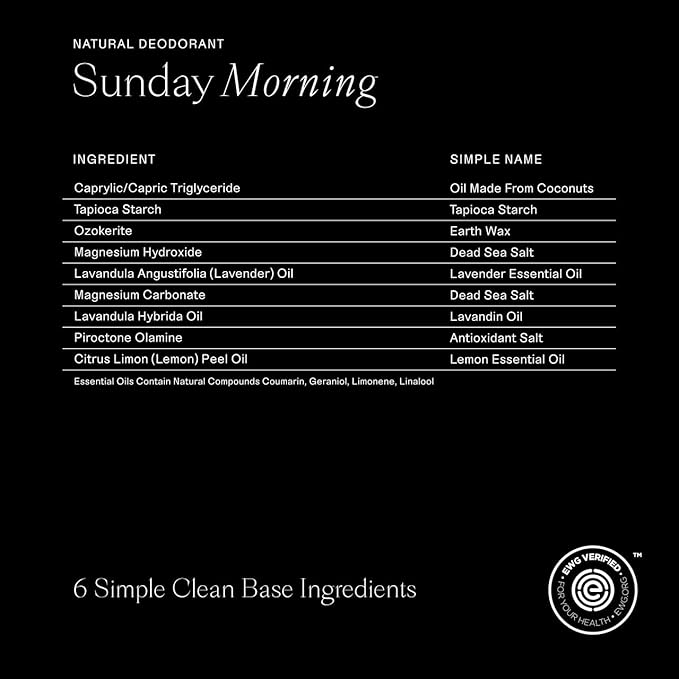 Each & Every Aluminum Free Deodorant for Women & Men, Lavender & Lemon - All Natural Deodorant for Sensitive Skin, EWG Verified - Clean, Baking Soda-Free, Plant-Based Fragrance - 2.5oz, 2 Pack