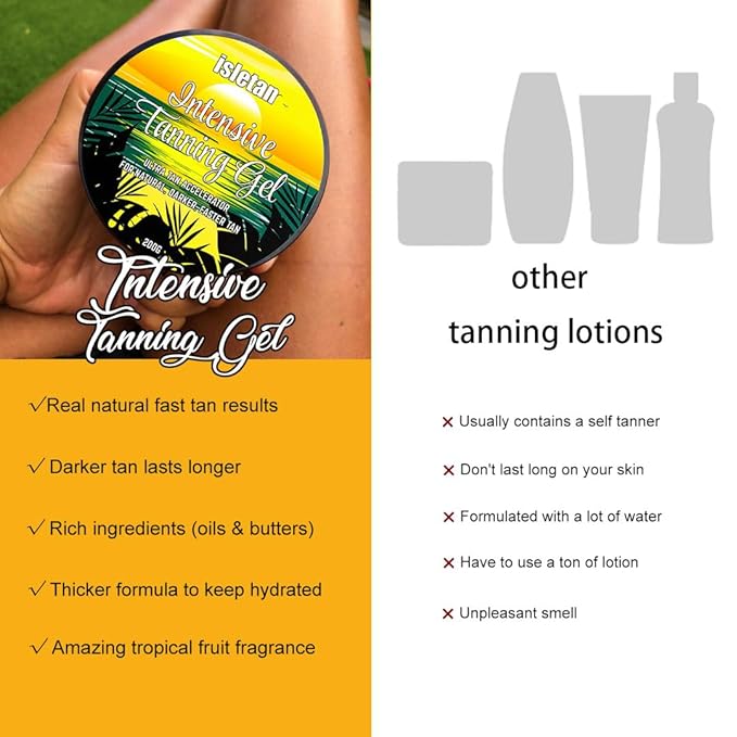 intensive tanning gel mango, tanning gel for outdoor sun & tanning bed, 200g