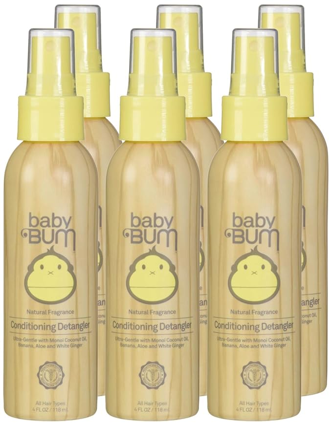 Baby Bum Baby Bum Conditioning Detangler Spray - Leave-in Conditioner – Natural Fragrance - Gentle & Safe With Soothing Coconut Oil - 4 Fl Ounce, 4 Fluid Ounce (Pack Of 6)