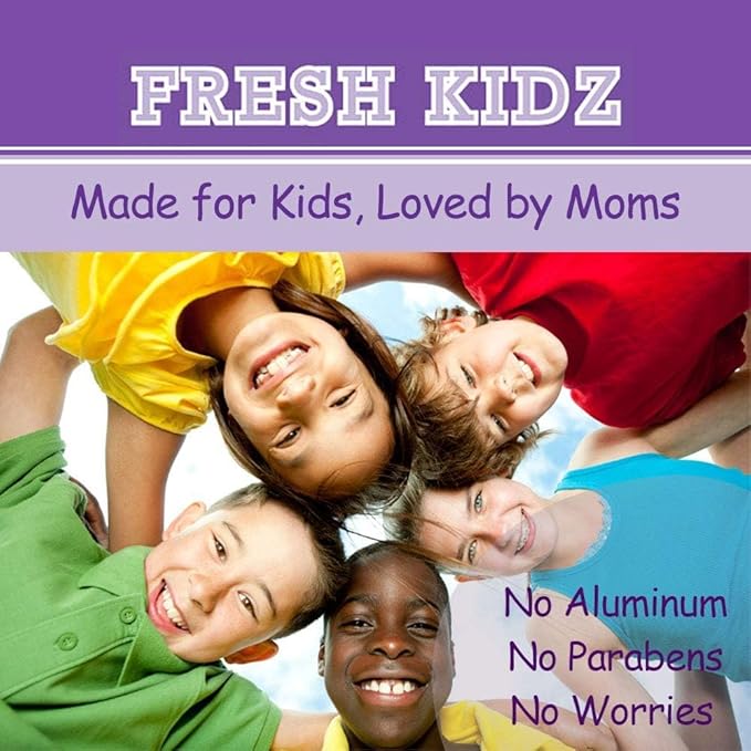 Fresh Kidz Roll On Deodorant for Kids and Teens - Baking Soda and Aluminum-free 24 Hour Protection for Sensitive Skin - Girls "Purple" 1.86 fl.oz. (3 Pack)