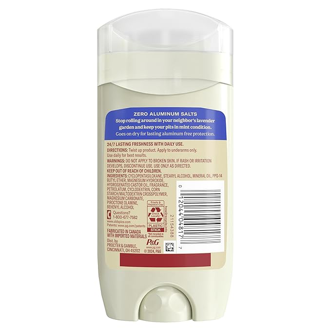 Old Spice GentleMan's Aluminum Free Dry Feel Deodorant for Men, 24/7 Lasting Freshness, Gentle on Skin with Skin Conditioners, Lavender + Mint Scent, 3.0 oz (Pack of 3)