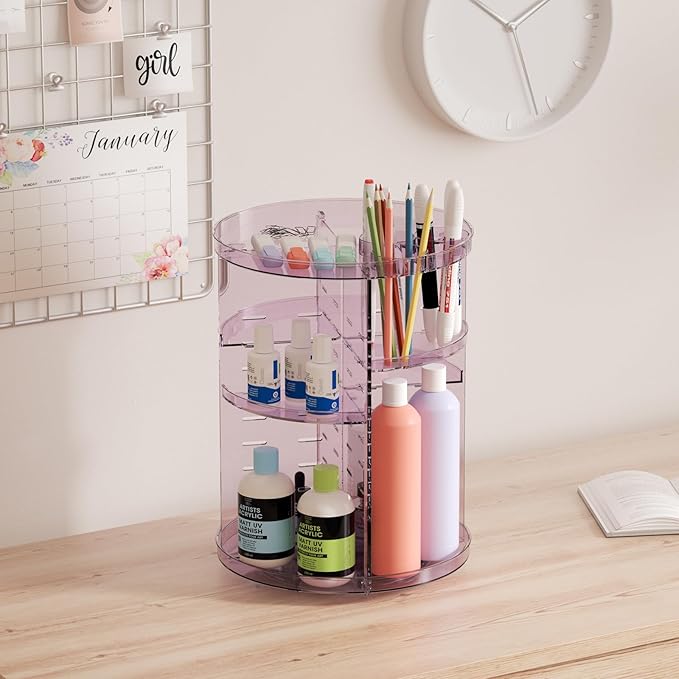 Rotating makeup organizer for vanity,