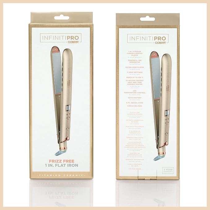 INFINITIPRO BY CONAIR Frizz Free Titanium Ceramic Flat Iron, 1-inch