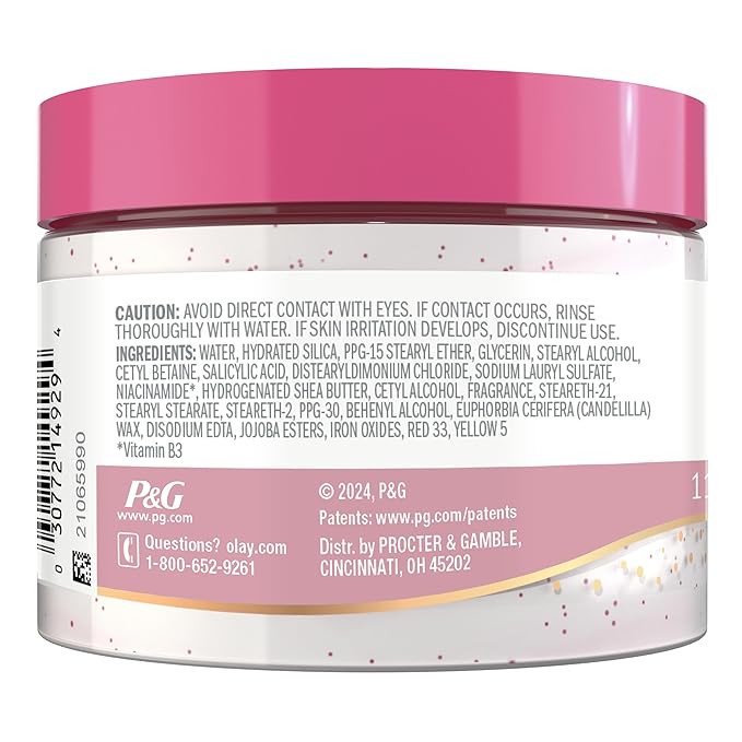 Olay Body Indulgent Mineral Scrub, Skin Exfoliating & Massaging Pearls, Nourishing Soft & Gentle Formula, Renewing BHA, Vitamin B3 Complex, Luxurious Fragrances, Wild Rose & Cherry Creme Scent, 11 oz