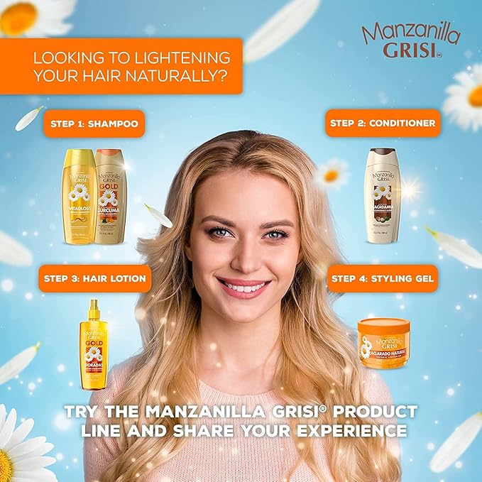 Manzanilla Grisi Hair Lotion Gold, Hair Lotion with Chamomile Extract, 2-Pack of 8.4 FL Oz, 2 Spray Bottles