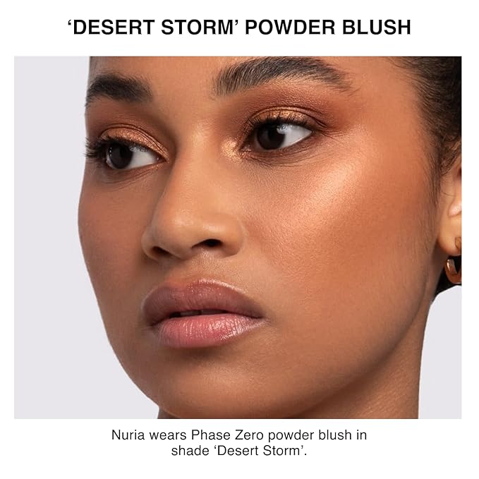 Phase Zero Makeup Powder Blusher - "Desert Storm" - 4g / 0.141 oz - Full Coverage, Natural Blush - Soft, Buildable Pink, Coral, Peach & Golden Hues