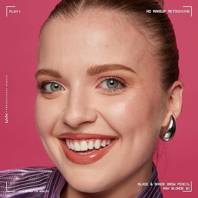 NYX PROFESSIONAL MAKEUP Blade & Shade Brow Pencil, Nano Mechanical Eyebrow Pencil, Up to 16HR Make Up Wear - Ash Blonde