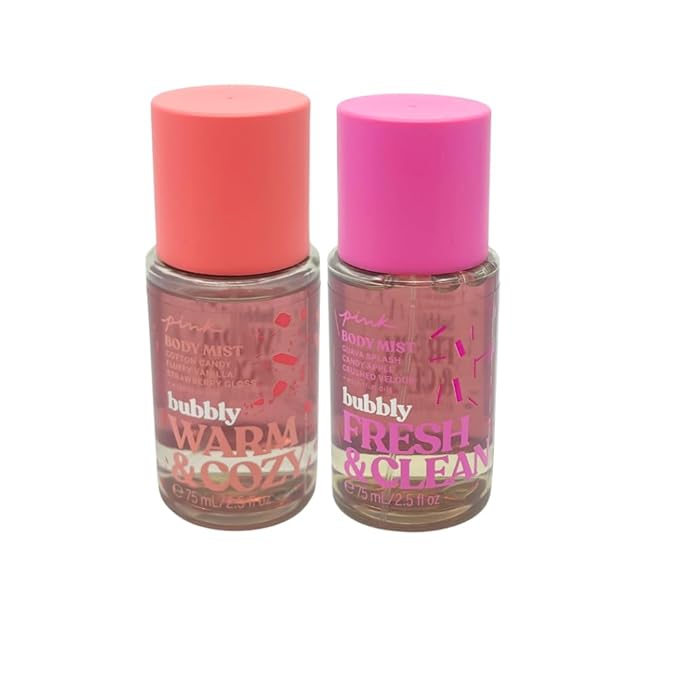 Victoria's Secret Pink Bubbly Body Mist Travel Size 2.5 fl oz (Warm & Cozy and Fresh & Clean)
