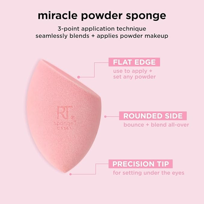 Real Techniques 6 Pack Assorted Makeup Blending Sponges, 3 Miracle Makeup Sponges, For Blending, Baking, And Setting, Use With Foundation & Powder, Dewy or Matte Finish, Cruelty-Free