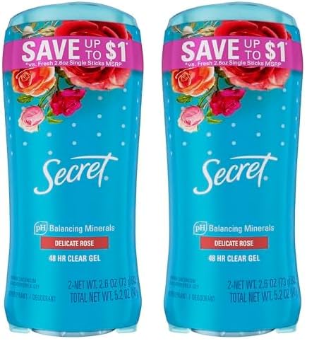 Secret Fresh Antiperspirant and Deodorant for Women, Clear Gel, Delicate Rose Scent, 2.6 oz (Pack of 4)