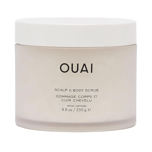 OUAI Scalp & Body Scrub, Melrose Place - Exfoliating Body Scrub with Sugar & Coconut Oil Blend for Smooth, Moisturized Skin - Gentle Scalp Scrub for Removing Product Build Up (8.8 Oz)