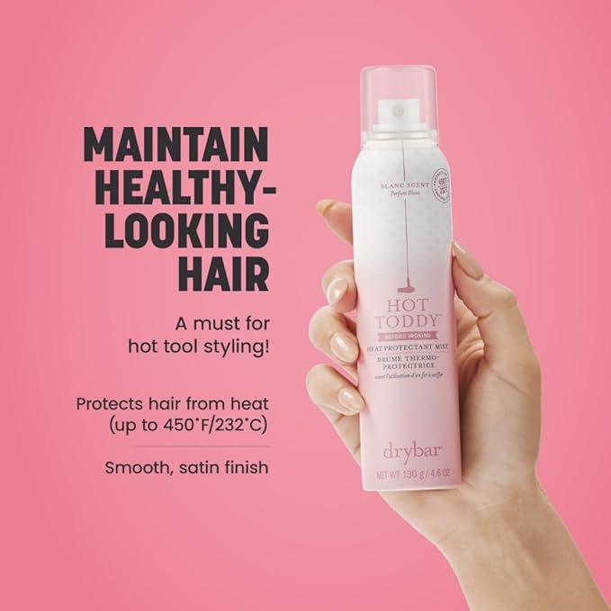 Drybar Hot Toddy Heat Protectant Mist Blanc Scent - Travel Size Lightweight Heat Protectant for Hair protects from Heat & Styling with Curling, Straightening and Styling Irons
