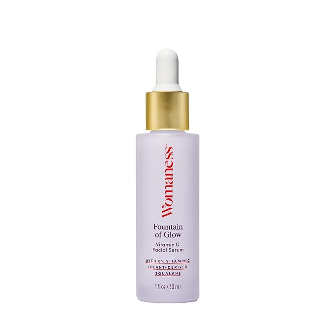 Womaness Fountain of Glow Vitamin C Face Serum - Menopause Support Brightening Serum for Improving Dull & Uneven Skin Tone - 8% Vitamin C + Plant Derived Squalane Oil (30ml)