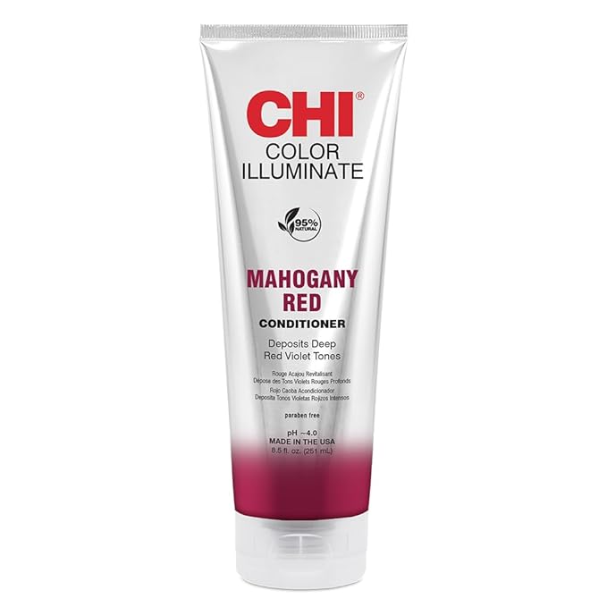 CHI Color Illuminate Conditioner, Helps Maintain Fresh Color In Natural & Color-treated Hair, Sulfate, Paraben, & Cruelty-Free, Mahogany Red, 8.5 Oz