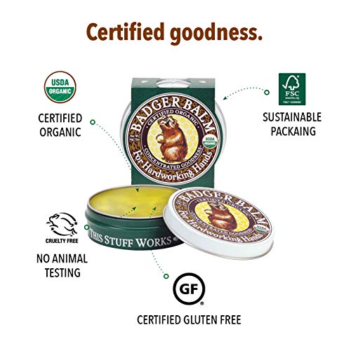 Badger - Hardworking Hands Healing Balm, Aloe Vera & Wintergreen, Working Hand Balm, for Dry Hands, Hand Moisturizer, Certified Organic, 2 oz (3 Pack)