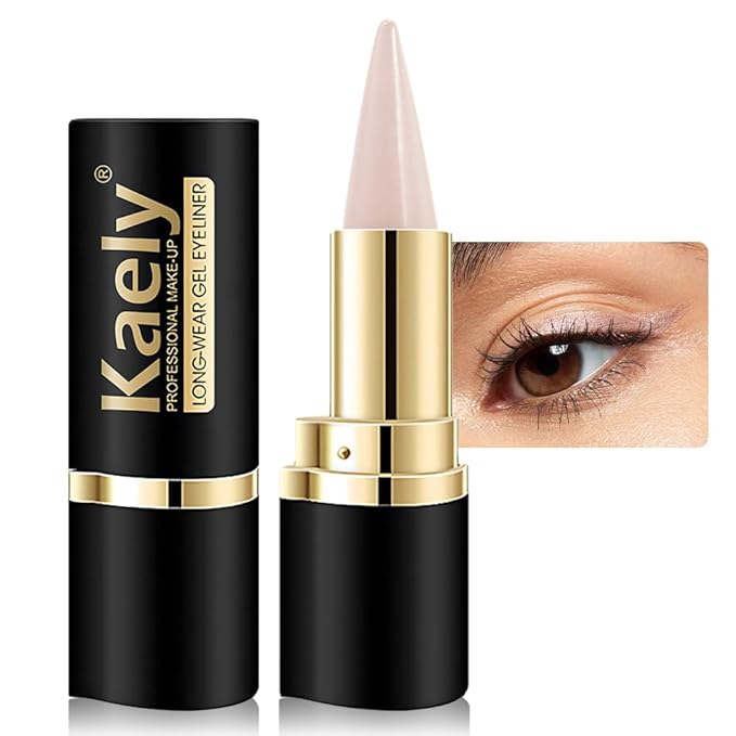 Kaely Dark Nude Gel Eyeliner Pencil, Natural Cream Eye Liner Waterproof Smudge Proof, Matte Waterline Eyeliner Eyeshadow Stick, Brighten Eye Makeup, Vegan & Cruelty-Free, 15