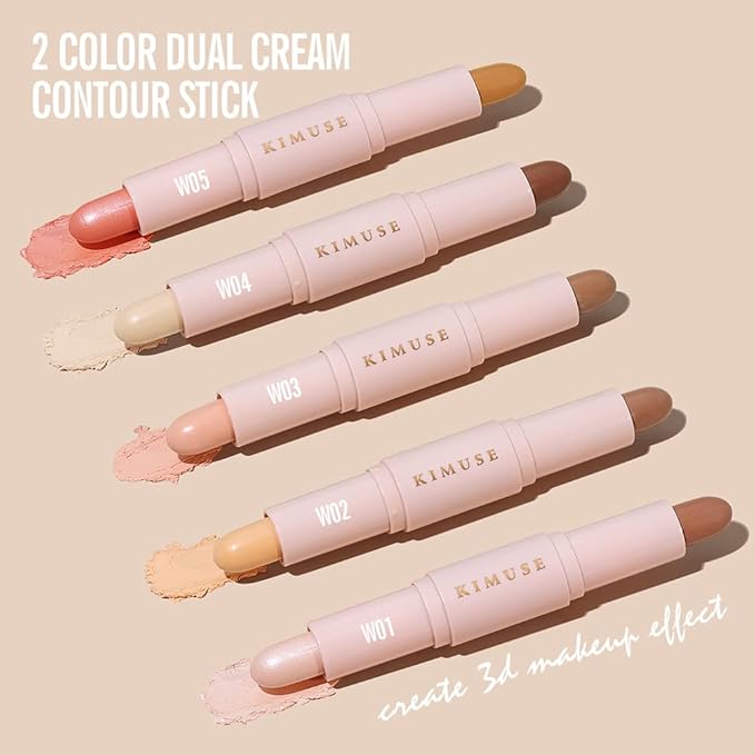 KIMUSE 2Color Dual Cream Contour Stick, Highlight & Face Makeup