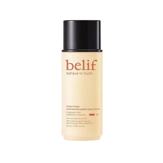 belif Vitamin C Golden Glow Serum for Face & Body – Brightening Luminizer & Hydrating Makeup Primer, Blur Pores & Even Skin Texture with Niacinamide & PHA, Korean Skincare, 1.69 fl.oz