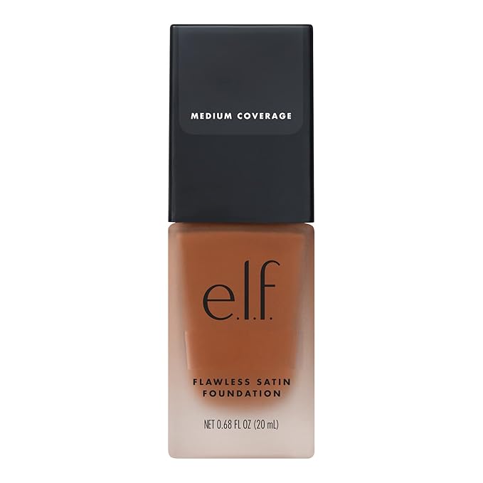 e.l.f. Flawless Satin Foundation, Lightweight & Medium Coverage, Semi-Matte Finish, Vegan & Cruelty-Free, Coco, 0.68 Fl Oz (20mL)