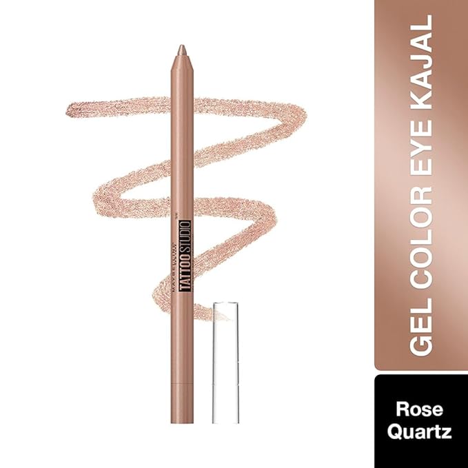 MAYBELLINE New York Tattoo Studio Long-Lasting Sharpenable Eyeliner Pencil, Glide on Smooth Gel Pigments with 36 Hour Wear, Waterproof Rose Quartz 0.04 oz