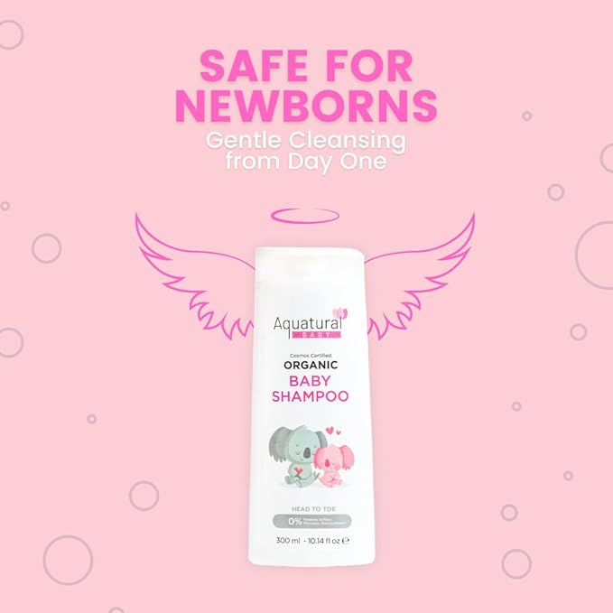 Organic Baby Shampoo - Plant-Based, Vegan & Gentle for Toddler, Moisturizing, Softens Hair - Girls & Boys Newborns, Kids Shampoo Natural for Sensitive Skin (10.14 fl oz)