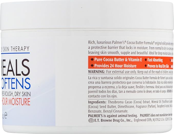 Palmer's Cocoa Butter Formula Daily Skin Therapy Solid Lotion, 7.5 Oz (Pack of 3) Intensive Body Moisturizer with Vitamin E for Extremely Dry & Eczema-Prone Skin, Helps Provide 48-Hour Deep Hydration