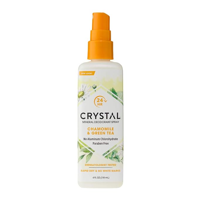 Crystal Essence Mineral Deodorant Spray, Chamomile & Green Tea 4 oz (Pack of 12)