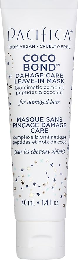 Pacifica Mini Coco Bond Damage Care Leave-In Mask – Bond Repair Hair Treatment for Damaged Hair, Concentrated Travel-Size Leave-In Conditioner Restores Strength & Shine, Vegan & Cruelty-Free, 1.4oz