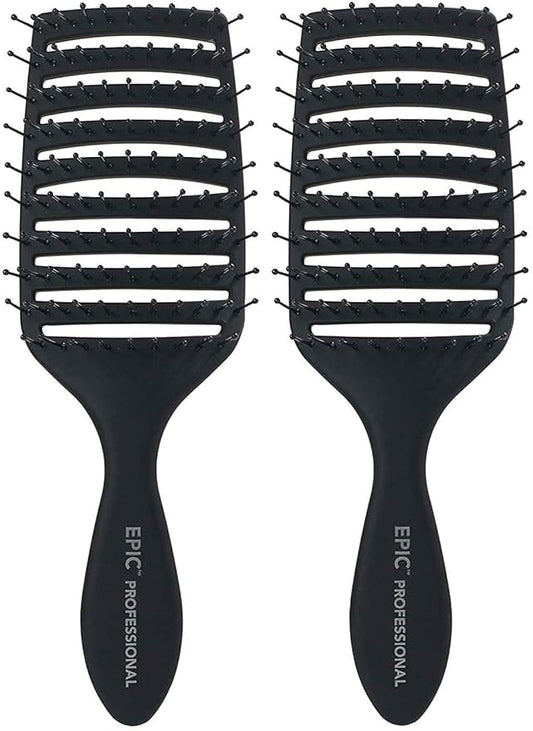 Epic Professional Quick Dry Hair Brush (Black)…2 Pack