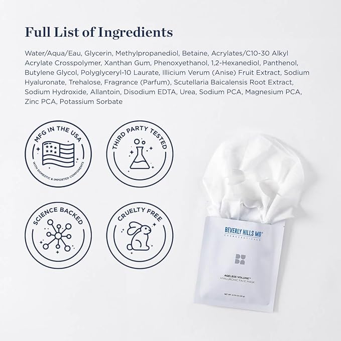 Ageless Volume Hyaluronic Face Mask- Reduce Appearance of