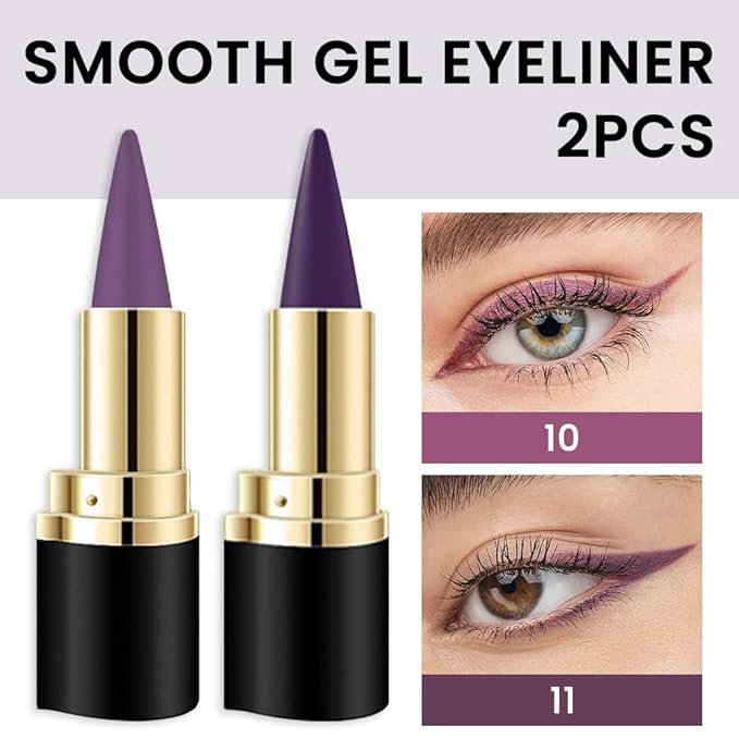 Kaely 2Pcs Light Dark Purple Gel Eyeliner Pencil, Color Colored Violet Eye Liner Waterproof Smudge Proof, Gothic Halloween Makeup, Face Paint Eye Black Stick, delineadores de colores para ojos