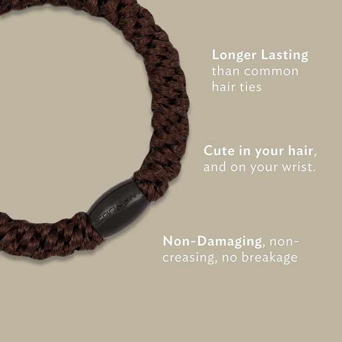 L. Erickson Grab & Go Pony - Cadet - 8 Pack Ponytail Holder Hair Ties - Green Camo Mix