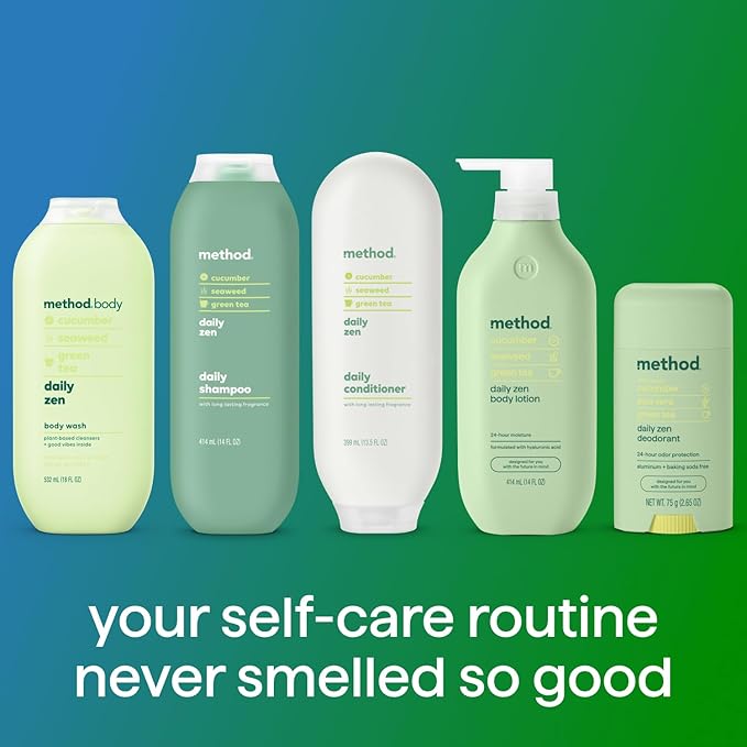 Method Body Wash, Daily Zen, Paraben and Phthalate Free, 18 oz (Pack of 6)