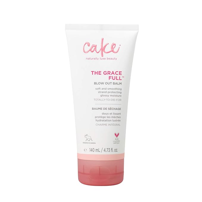 Cake Beauty The Grace Full Blowout Balm, Cruelty Free Vegan Blow Dry Heat Protectant – Straightener Cream – with Coconut Oil, Smooth, Glossy Moisture - Sulfate Free and Paraben Free Smoothing Cream