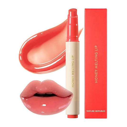 Nature Republic HONEY MELTING LIP (10 PEACH) SOFT LIP STICK, Hydrating Gloss, Moisturizing balms, Sheer tint, Shine & Glowy Finish, korean make up