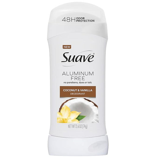 Suave Aluminum-Free Deodorant for Women, Coconut & Vanilla, 2.6 Oz