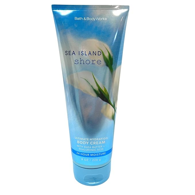 Bath & Body Works Sea Island Shore - 2 pc bundle - Fragrance Mist 8 oz and Ultimate Hydration Body Cream 8oz