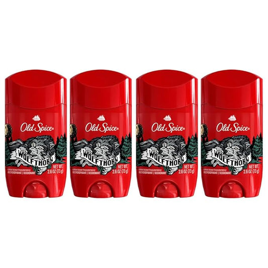 Old Spice Wild Collection Wolfthorn Scent Men's Invisible Solid Antiperspirant Deodorant 2.6 Ounce (Pack of 4)