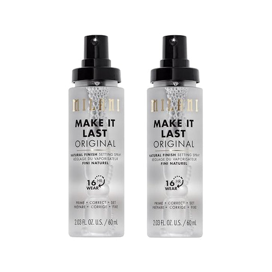 Milani Make It Last Original - Natural Finish Setting SPray - 3-in-1 Setting Spray and Primer- Prime + Correct + Set - Makeup Finishing Spray and Primer - Long Lasting Makeup Primer and Spray - 2 Pack