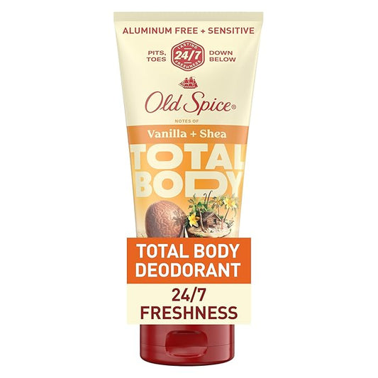 Old Spice Whole Body Deodorant for Men, Total Body Deodorant, Vanilla + Shea, Aluminum Free Deodorant Cream for 24/7 Freshness // Dermatologist Tested Whole Body Deodorant, 3.0 oz