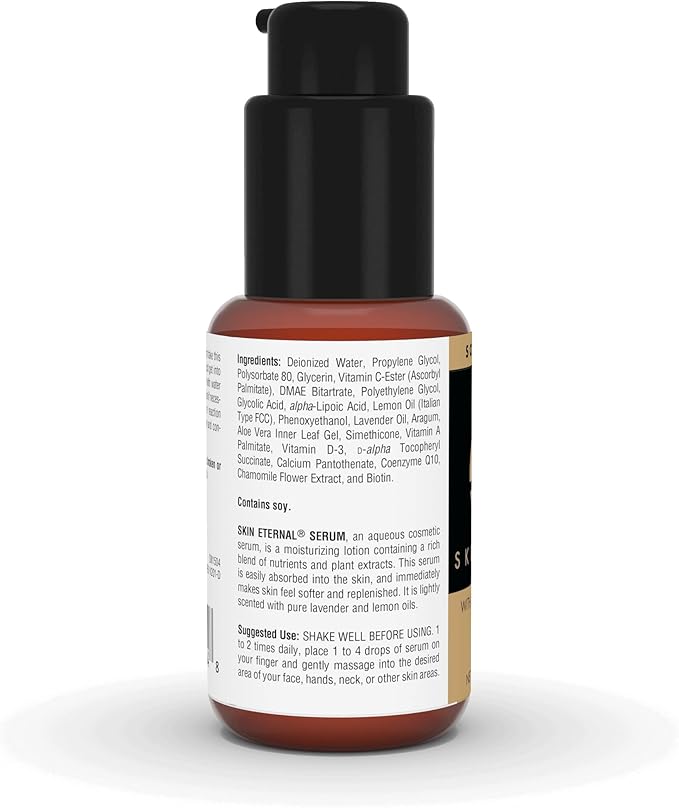 Source Naturals Skin Eternal Serum - Moisturizing Lotion with C-Ester, DMAE, & Liopic Acid- 1.7 Fluid oz