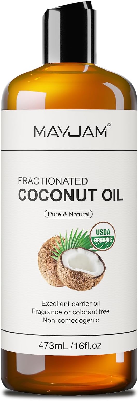 Pure Fractionated Coconut Oils Liquid 16oz 100% Natural USDA Certified Massage MCT Oil Organic&Moisturizer for Face Skin&Hair,Cold Pressed Body Carrier Oil for Essential Oils Mixing Women&Men