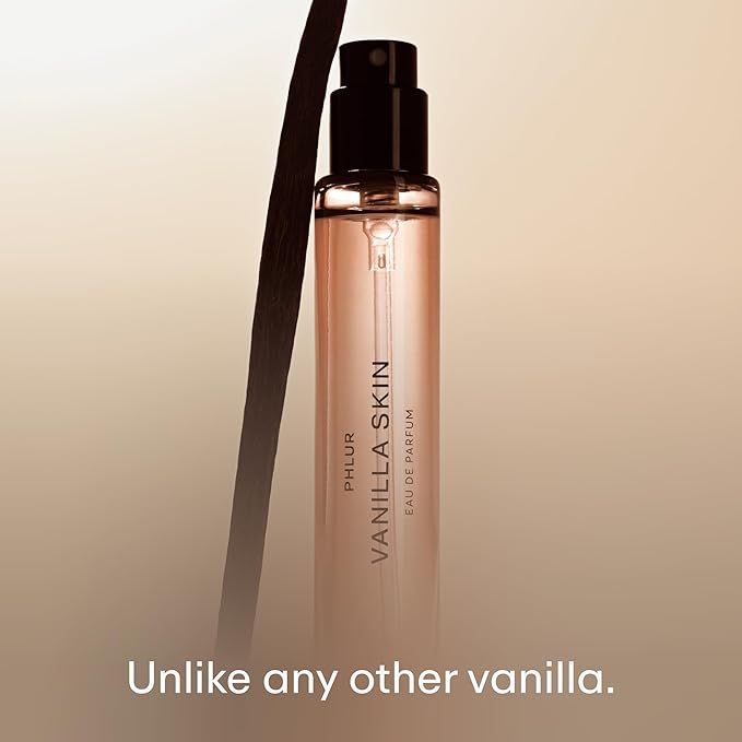 PHLUR Vanilla Skin Eau de Parfum - Travel Size Perfume for Women & Men Fragrance - Vanilla Perfume with Pink Pepper, Cashmere Wood & Sandalwood (9.5mL)