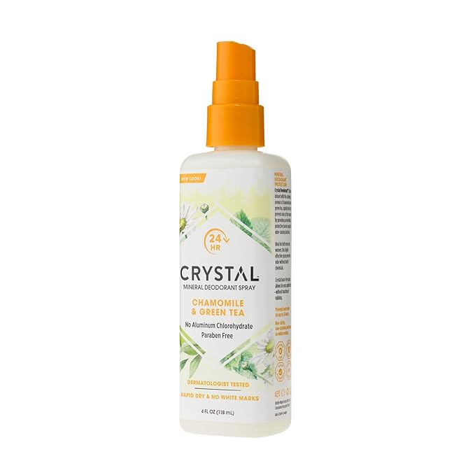 Crystal Essence Mineral Deodorant Spray, Chamomile & Green Tea 4 oz (Pack of 12)