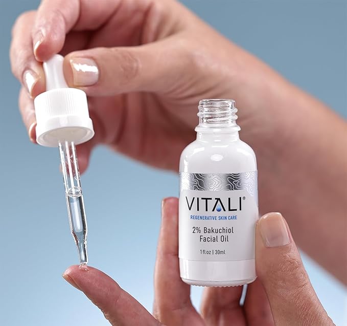 Vitali Premium 2% Bakuchiol Facial Oil: Premium Natural Retinol Alternative for Age and Wrinkle Reduction, and Soothing Irritated Skin, Boosts Copper Peptide Absorption- 1 fl. oz.