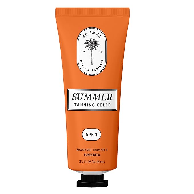 Summer Gelée Tanning Lotion Gel Outdoor, USA MADE, SPF 4, Hydrating Tanning Gel, Moisturizing Tanning Oil, Quick Absorb, Faster Darker Tan Accelerator, Broad Spectrum, Sun UVA/UVB Protection, 3.12 OZ