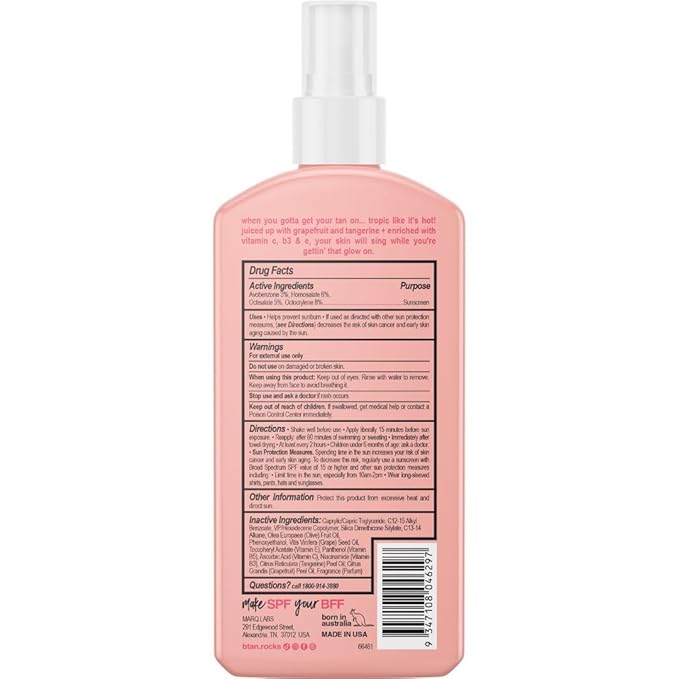 b.tan SPF 15 Deep Dry Spray Tanning Oil | Tropic Like It's Hot - Keeps Skin Hydrated & Hot from Grapefruit, Tangerine, Vitamins C, B5, E, A, 8 Fl Oz