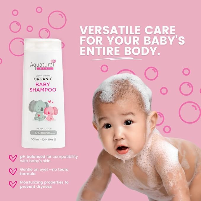 Organic Baby Shampoo - Plant-Based, Vegan & Gentle for Toddler, Moisturizing, Softens Hair - Girls & Boys Newborns, Kids Shampoo Natural for Sensitive Skin (10.14 fl oz)